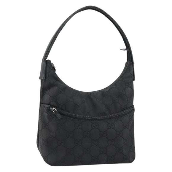 GUCCI GG Canvas Shoulder Bag Nylon Black Silver 001 3386 Auth bs30841