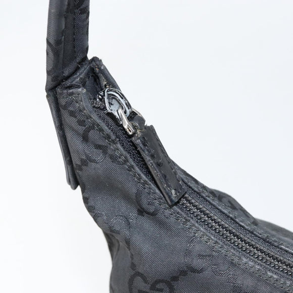 GUCCI GG Canvas Shoulder Bag Nylon Black Silver 001 3386 Auth bs30841