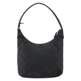 GUCCI GG Canvas Shoulder Bag Nylon Black Silver 001 3386 Auth bs30841 - 0