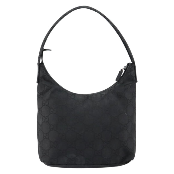 GUCCI GG Canvas Shoulder Bag Nylon Black Silver 001 3386 Auth bs30841