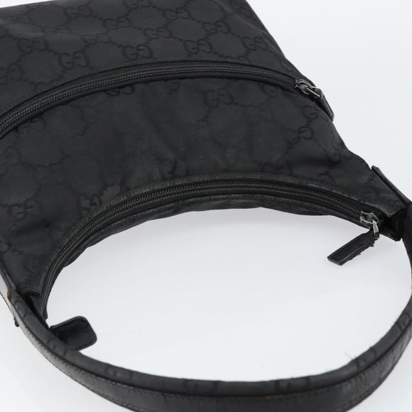 GUCCI GG Canvas Shoulder Bag Nylon Black Silver 001 3386 Auth bs30841