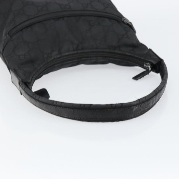GUCCI GG Canvas Shoulder Bag Nylon Black Silver 001 3386 Auth bs30841