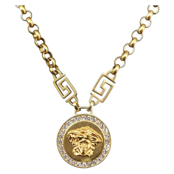 VERSACE Medusa Necklace metal Gold Auth bs30845