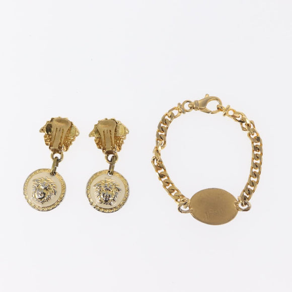 VERSACE Necklace metal 4 Set Gold Silver Auth bs30846