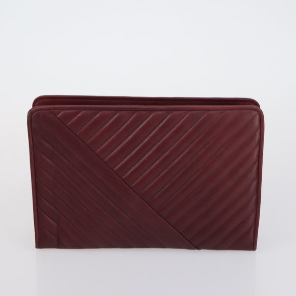 VALENTINO Hand Bag Leather Suede 3 Set Red Brown Auth bs30849