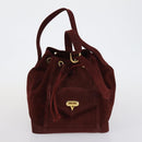 VALENTINO Hand Bag Leather Suede 3 Set Red Brown Auth bs30849-14