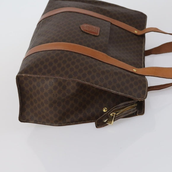 CELINE Macadam Canvas Tote Bag PVC Leather 2 Set Brown Auth bs30852
