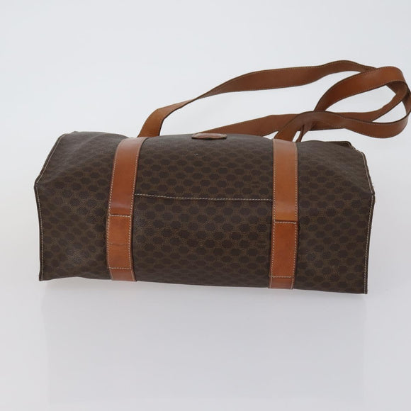 CELINE Macadam Canvas Tote Bag PVC Leather 2 Set Brown Auth bs30852