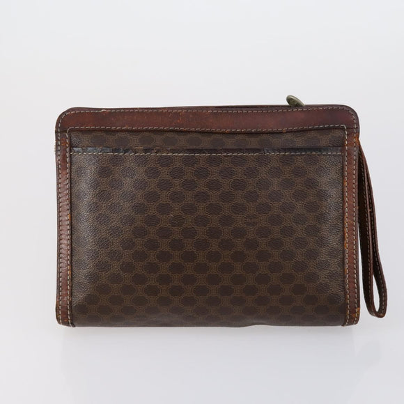 CELINE Macadam Canvas Clutch Bag PVC Leather 3 Set Brown Auth bs30854