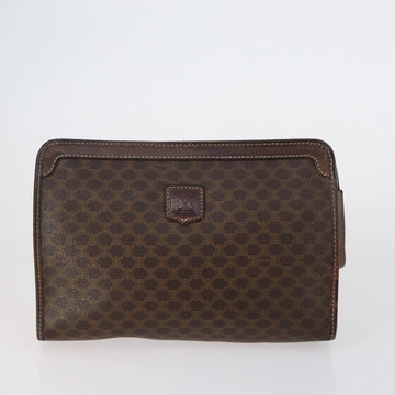 CELINE Macadam Canvas Clutch Bag PVC Leather 3 Set Brown Auth bs30854 - 0