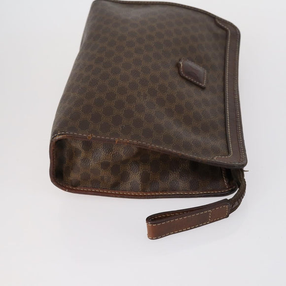 CELINE Macadam Canvas Clutch Bag PVC Leather 3 Set Brown Auth bs30854