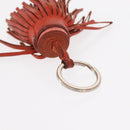 HERMES Charm Metal Leather 3 Set Red Gold Silver Auth bs30857-4