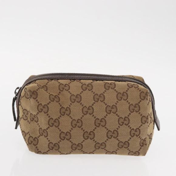 GUCCI GG Canvas Pouch 3 Set Pink Gold beige Auth bs30858