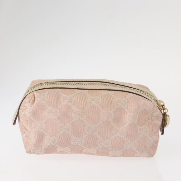 GUCCI GG Canvas Pouch 3 Set Pink Gold beige Auth bs30858