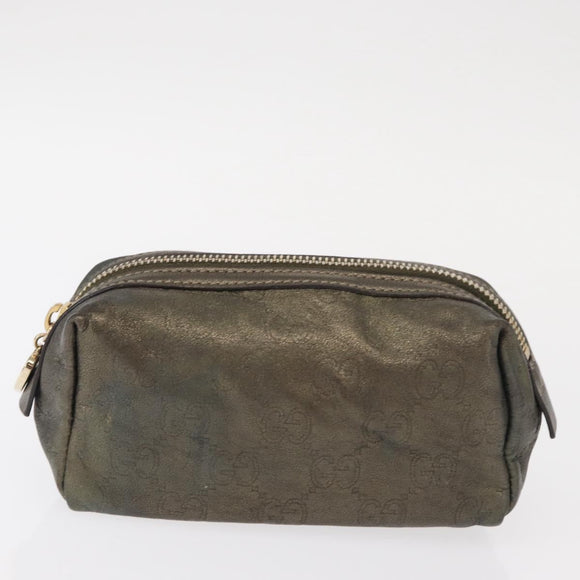 GUCCI GG Canvas Pouch 3 Set Pink Gold beige Auth bs30858