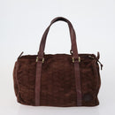 Christian Dior BOTTEGA VENETA Hand Bag Suede PVC 2 Set Brown Gold Auth bs30859-3