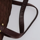 Christian Dior BOTTEGA VENETA Hand Bag Suede PVC 2 Set Brown Gold Auth bs30859-7