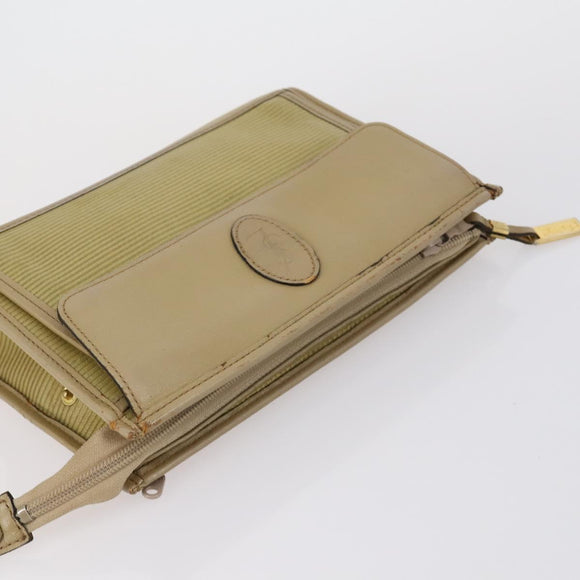 SAINT LAURENT Clutch Bag Leather 2 Set Beige Black Auth bs30862