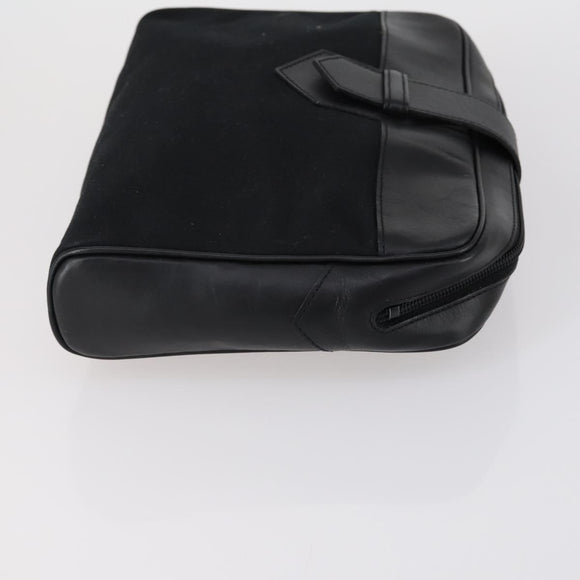 SAINT LAURENT Clutch Bag Leather 2 Set Beige Black Auth bs30862