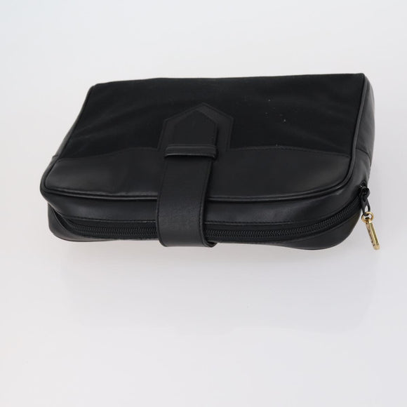 SAINT LAURENT Clutch Bag Leather 2 Set Beige Black Auth bs30862