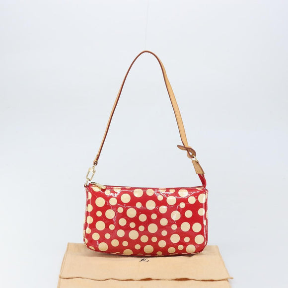 LOUIS VUITTON Vernis Dot Infini Pochette Accessoires Red M91428 LV Auth bs30900V