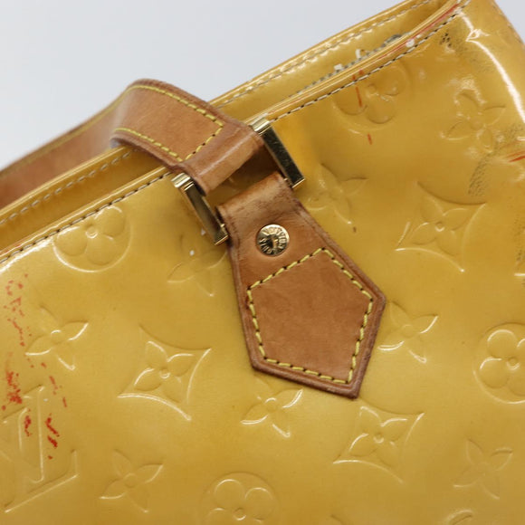 LOUIS VUITTON Monogram Vernis Houston Hand Bag Beige M91004 LV Auth bs30905
