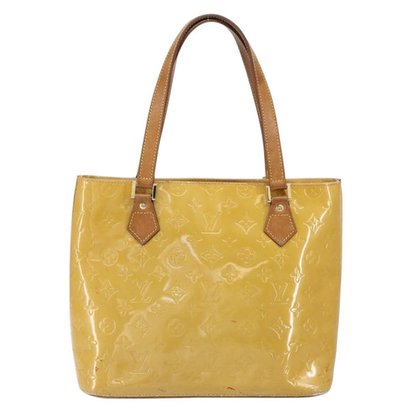 LOUIS VUITTON Monogram Vernis Houston Hand Bag Beige M91004 LV Auth bs30905