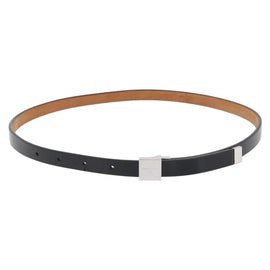 LOUIS VUITTON Ceinture Carre Belt Leather 34.6"" Black Silver LV Auth bs30911