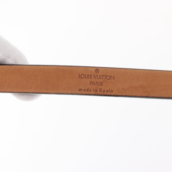 LOUIS VUITTON Ceinture Carre Gürtel Leder 88cm Schwarz Silber LV Auth bs30911