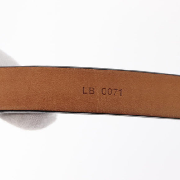 LOUIS VUITTON Ceinture Carre Gürtel Leder 88cm Schwarz Silber LV Auth bs30911