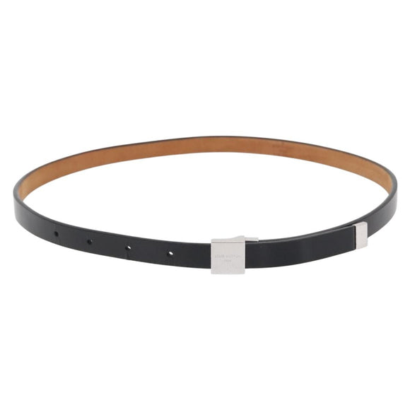 LOUIS VUITTON Ceinture Carre Gürtel Leder 88cm Schwarz Silber LV Auth bs30911