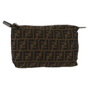 FENDI Zucca Canvas Pouch Black Brown Auth bs30912-1