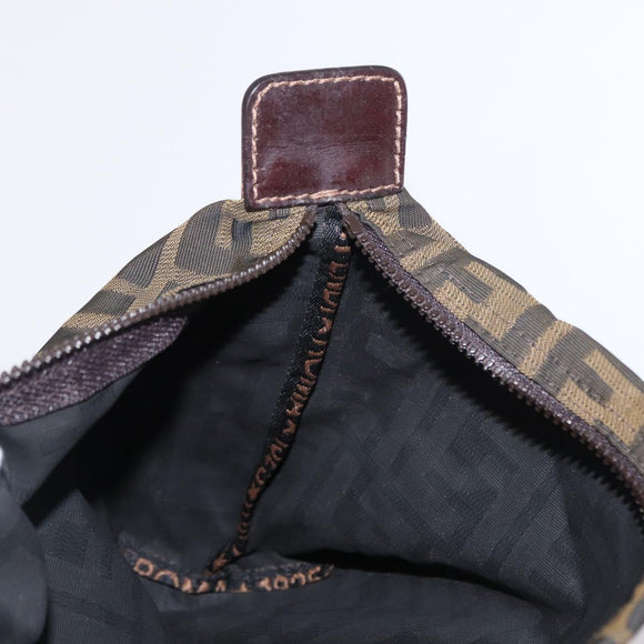 FENDI Zucca Canvas Pouch Black Brown Auth bs30912