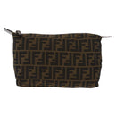 FENDI Zucca Canvas Pouch Black Brown Auth bs30912-2
