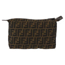 FENDI Zucca Canvas Pouch Black Brown Auth bs30912-3