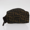 FENDI Zucca Canvas Pouch Black Brown Auth bs30912-5