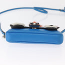 FENDI Micro Bucket Monster Shoulder Bag Leather 2way Blue Silver Auth bs30913-5