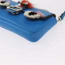 FENDI Micro Bucket Monster Umhängetasche Leder 2way Blau Silber Auth bs30913-15
