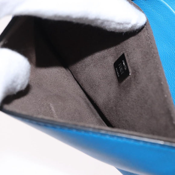 FENDI Micro Bucket Monster Umhängetasche Leder 2way Blau Silber Auth bs30913