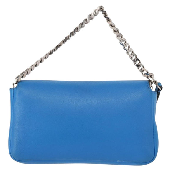 FENDI Micro Bucket Monster Umhängetasche Leder 2way Blau Silber Auth bs30913