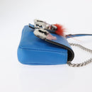 FENDI Micro Bucket Monster Umhängetasche Leder 2way Blau Silber Auth bs30913-3