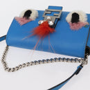 FENDI Micro Bucket Monster Umhängetasche Leder 2way Blau Silber Auth bs30913-6
