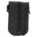 CELINE Triomphe Macadam Canvas Phone Pouch PVC Black Auth bs30914-1