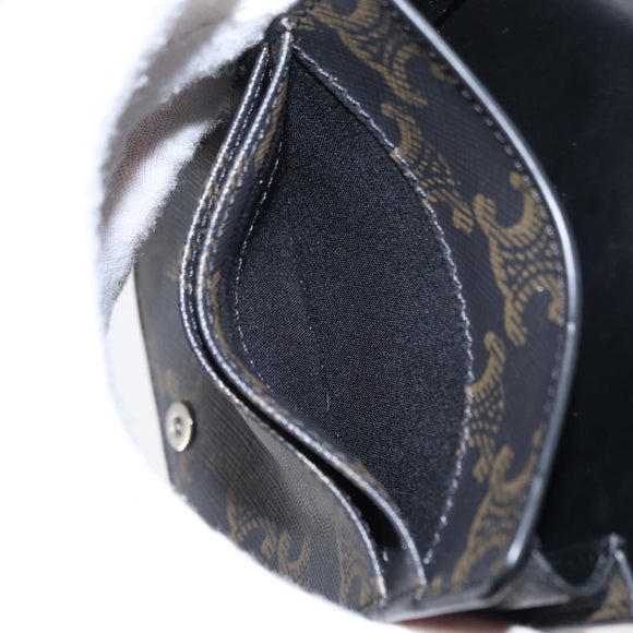 CELINE Triomphe Macadam Canvas Phone Pouch PVC Black Auth bs30914