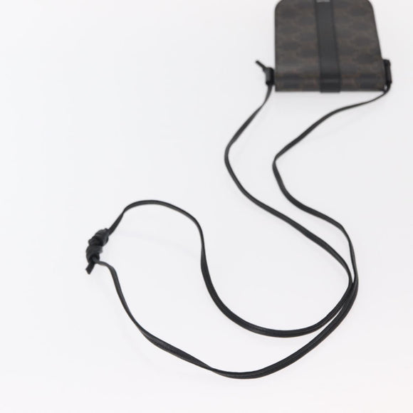 CELINE Triomphe Macadam Canvas Phone Pouch PVC Black Auth bs30914