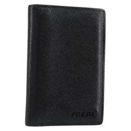 PRADA Card Case Safiano leather Black Auth bs30916