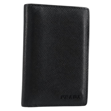 PRADA Card Case Safiano leather Black Auth bs30916