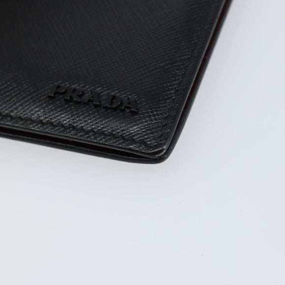 PRADA Card Case Safiano leather Black Auth bs30916