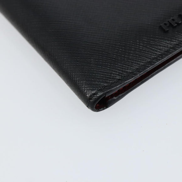PRADA Card Case Safiano leather Black Auth bs30916