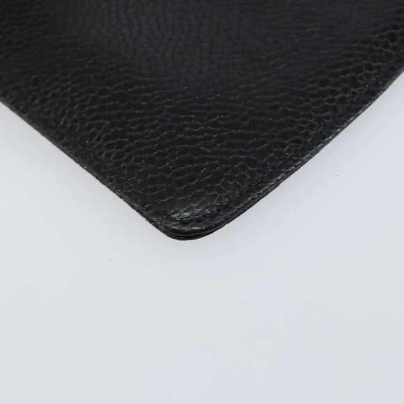 CHANEL COCO Mark Pouch Caviar Skin Black Gold CC Auth bs30918
